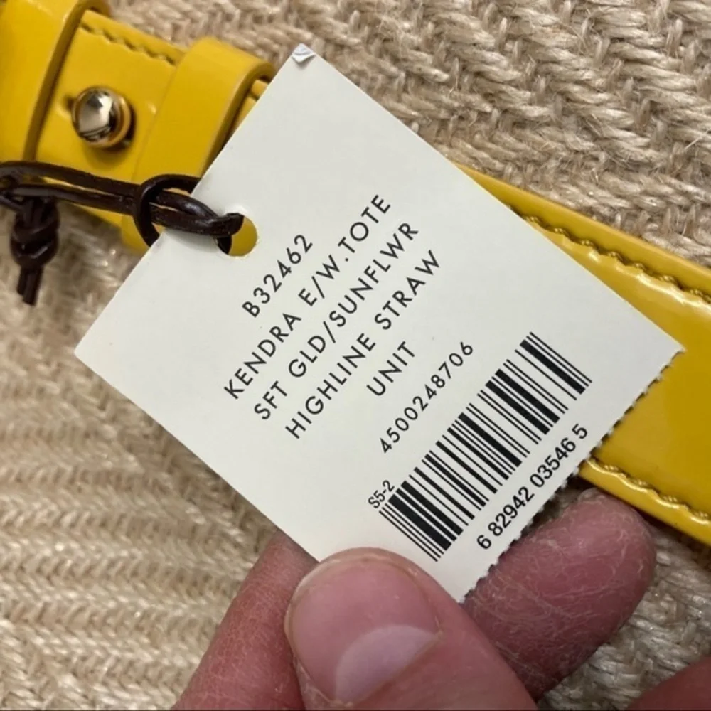 Cole haan wicker and yellow Jersey sea eat west tote nwt - Picture 11 of 13